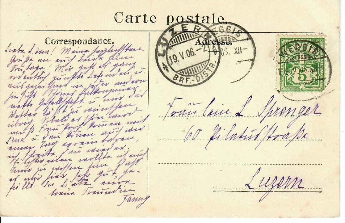 Cartoline postali: Weggis 1906 – Usato da Hochdorf venduto da Ziegel-16 1