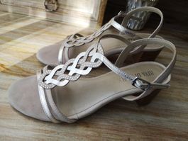 ❤️ Sandalen silber mit Strass ❤️ 100 % Leder ❤️ wie neu