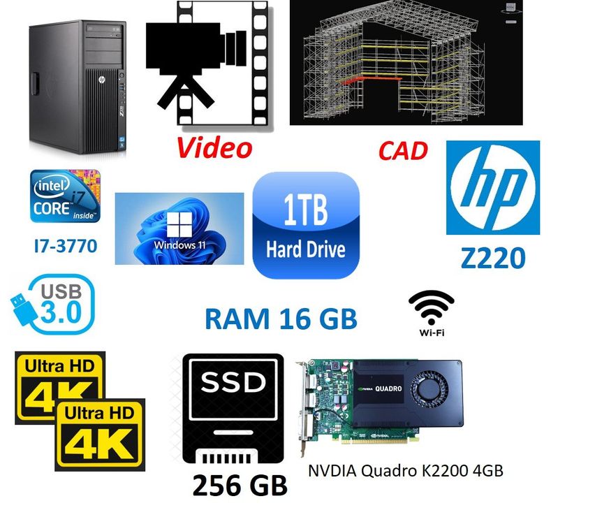 PC Tour HP 400 G3 MT Ecran 22 Pentium G4400 RAM 16Go SSD 120Go Windows
