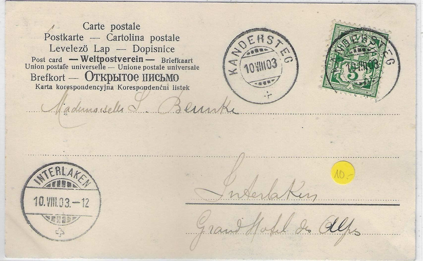 Cartoline postali: Kandersteg gegen die Gemmi - 1903 – Usato da Ettingen venduto da Kartenplanet 1