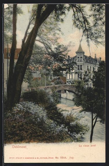 Cartoline postali: AK Delemont, Le vieux pont – Usato da Berlin venduto da bartko-reher
