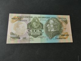 Uruguay, alter Geldschein ungefaltet