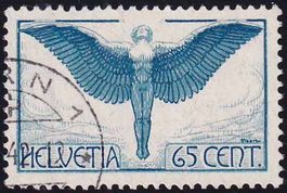 1924, Flugpostmarke "Ikarus" Nr. F10 gestempelt, fehlerfrei.