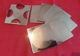 6x Edelstahl Untersetzer mit Halter, neuwertig