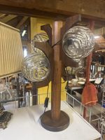 Ständerlampe Holz mit drei Glaskugeln Design Vintage