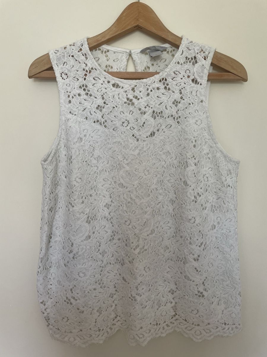 H&M Top: Top blanc en dentelles – Usato da Martigny venduto da Lea_lucci