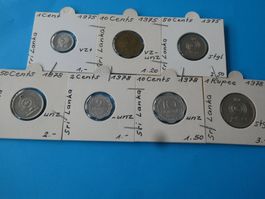 Sri Lanka, Konvolut alte Münzen 1975-78 meist unzirkuliert