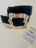 Gürtel Edel Vegan Leather 90 Schwarz Gold Breit Zara Gross X