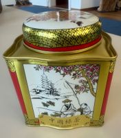 Chinesische Tee Büchse, Blechdose, Teedose leer