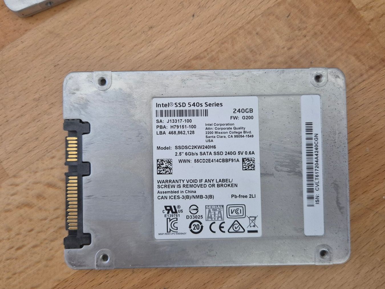 Intel Dischi rigidi: Intel SSD 540 Series, 240GB - occasion! – Usato da Tramelan venduto da Fabb 1