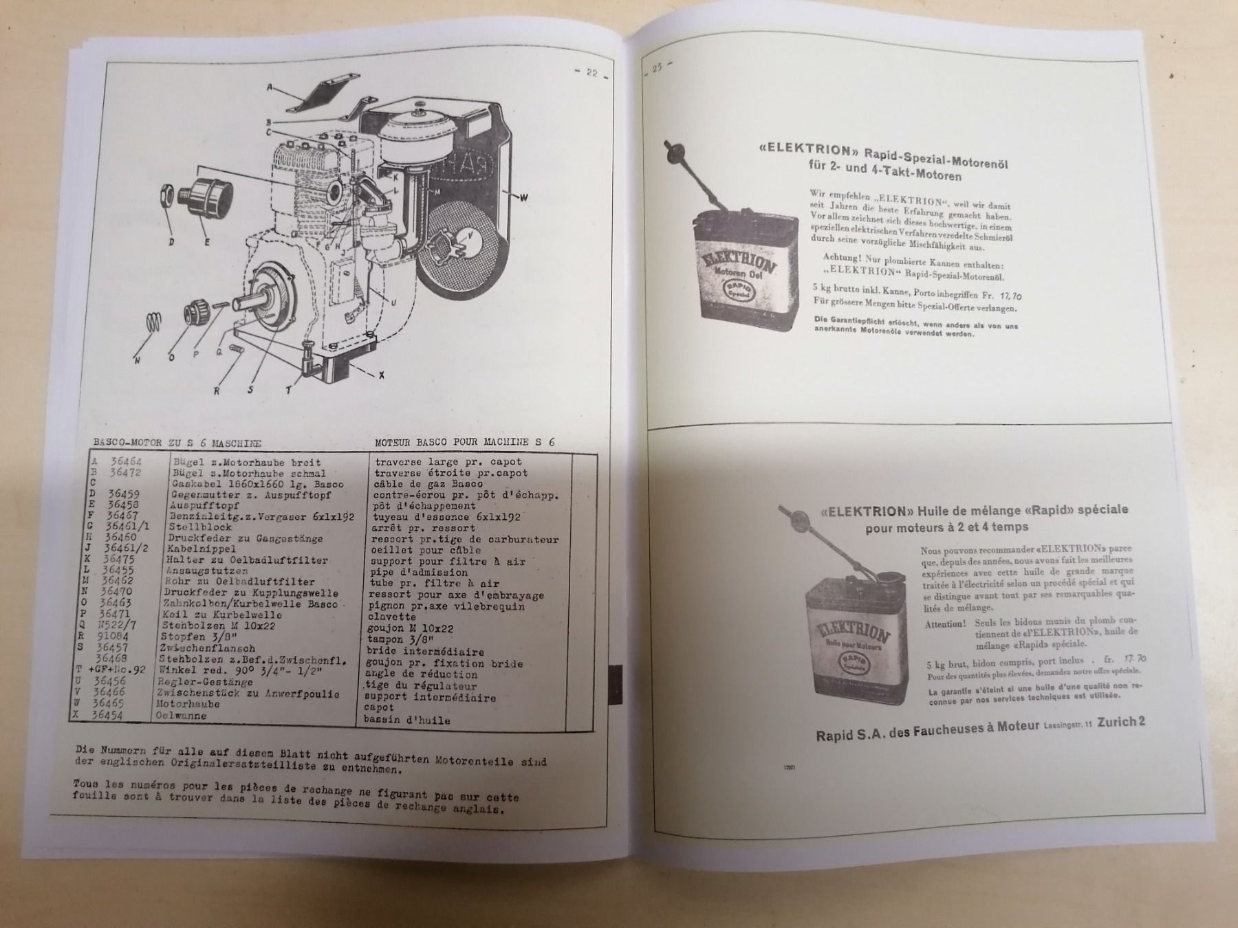 Trattori: Rapid Ersatzteil Liste Basco Motor – Usato da Giswil venduto da Xloopx 1