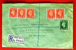 ENGLAND EINSCHREIBEN PHILATELIE VADUZ LIECHTENSTEIN 1939