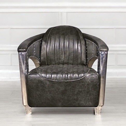 Poltrone: Fauteuil Aviateur "Chuck" Cuir gris – Nuovo e nell'imballaggio originale da Cressier FR venduto da Cazadeco