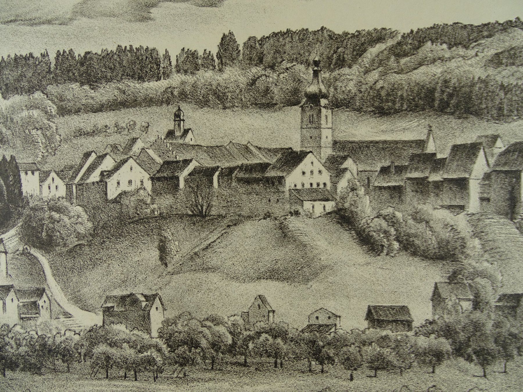 Grafica & Litografie: BISCHOFSZELL, LITHO VON E.E. SCHLATTER – Usato da Grüningen venduto da Kartensammler 3