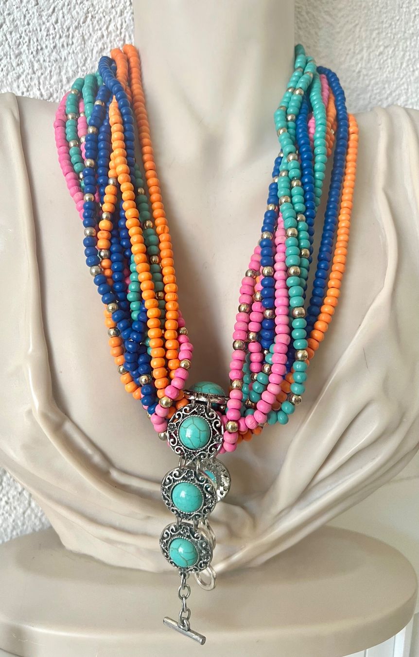 Altri gioielli: 12 Strang Statement-Kette & Ethno-Armband - Boho Beach Set – Usato da Ruswil venduto da artbyhand 1