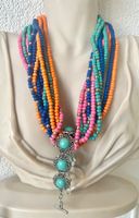Boho Beach Set – 12 Strang Statement-Kette & Ethno-Armband