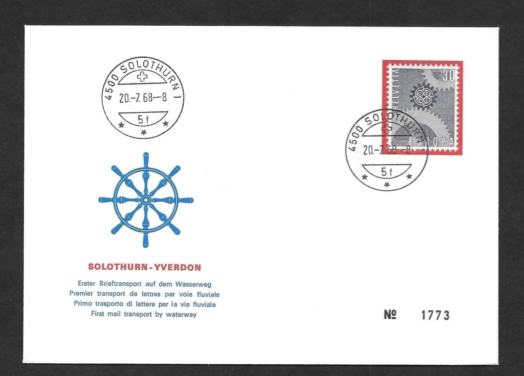 Tous les timbres: Schiffsbrief Romandie IV Solothurn - Yverdon 20.7.1968 – Neuf (Voir description) à Olten par clotaldi