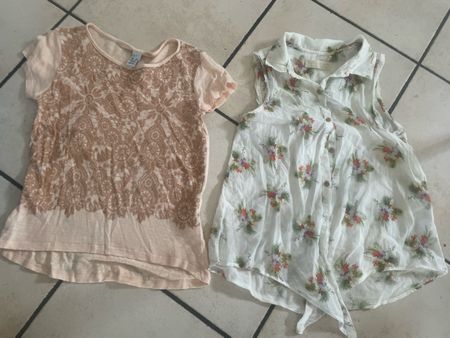 2 Zara Blusentop und T-Shirt Gr. 140, Top Zustand