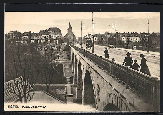 Cartoline postali: Basel, Viaductstrasse mit Panoramablick – Usato da Berlin venduto da bartko-reher
