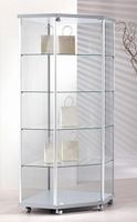 Eck Glasvitrine, Glas ESG, Silber (B.73cmxT.73cmxH.183cm)