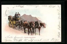 AK Schweizer Gebirgspost, Pferdekutsche