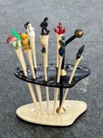 Mid Century Apérospiessli, Cocktail Spiesse mit Halterung