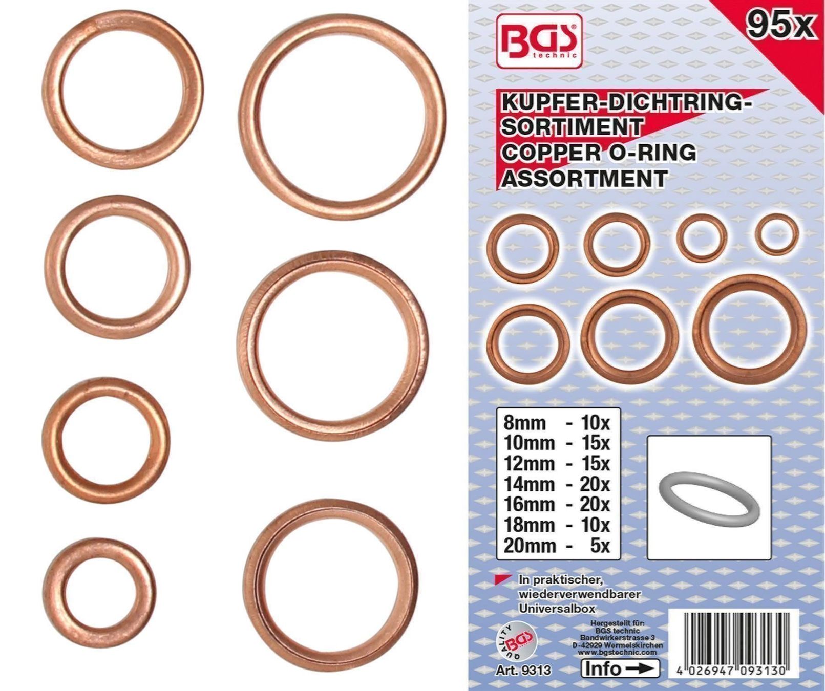 Tous les outils: Gefüllte Kupferdichtringe-Set., 95-tlg. – Neuf avec emballage d'origine à Dietikon par Numis8953