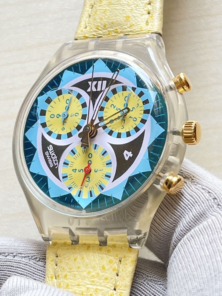 Swatch Uhren: Swatch Chronograph Uhr bunt Lederarmband  – Gebraucht aus Grenchen von chththl 2