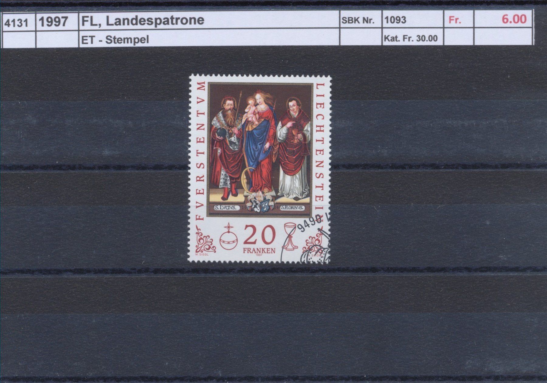 Tutti i francobolli: 1997 FL, "Landespatrone", ET - Stempel – Usato da Winterthur venduto da Zupogeru