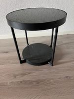 Runder Beistelltisch, anthrazit marmoriert/schwarz Glas