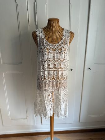 Hippie Häkelkleid weiss M