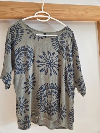 Haut femme Chicorée imprimé bleu vert olive taille S