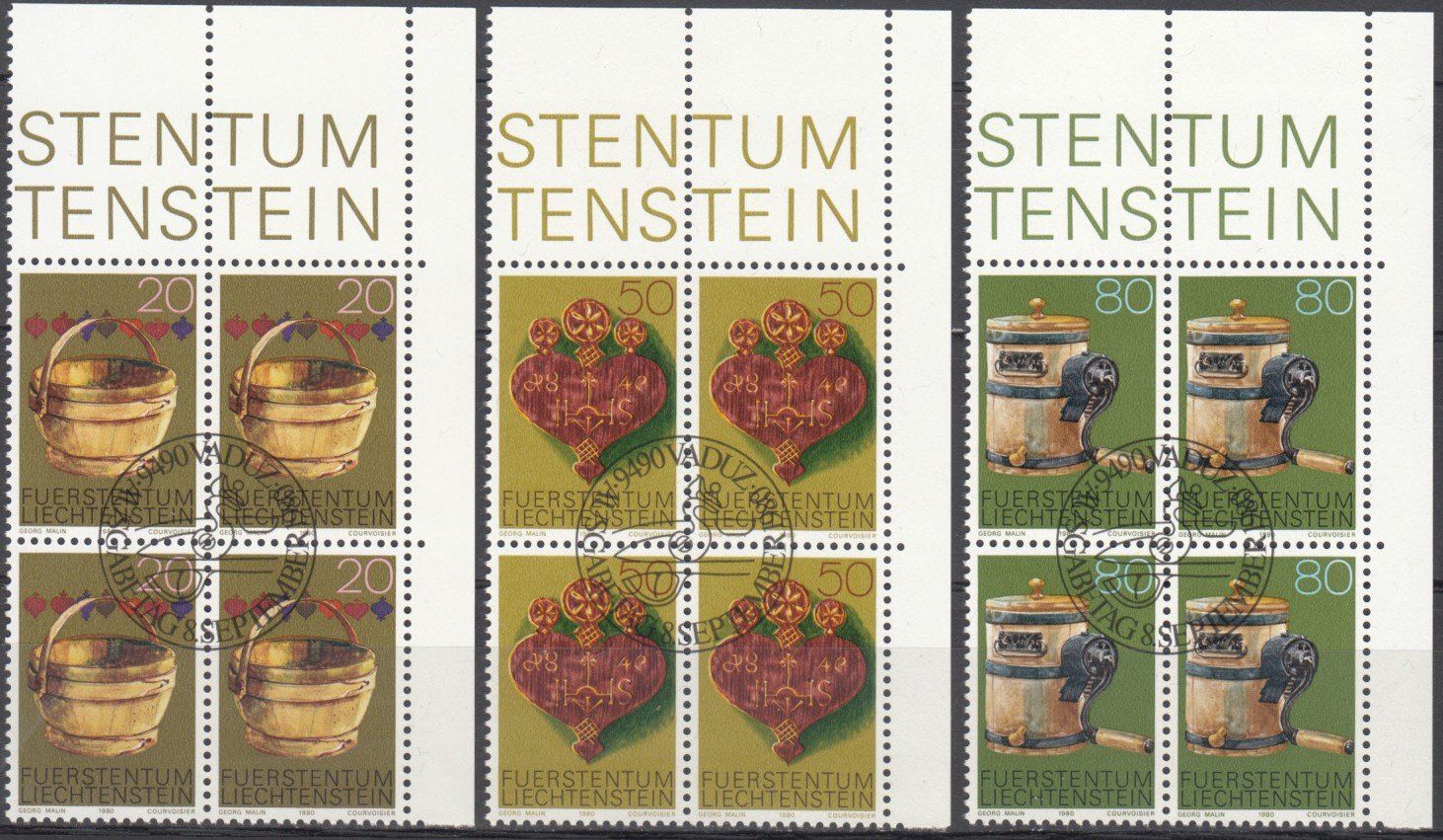 Tutti i francobolli: LBK 685 - 687 im 4er-Block mit ET – Usato da Bürglen TG venduto da StampGraf