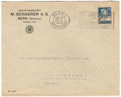 Perfin SI auf Firmenumschlag von BERN nach LENZKIRCH (Baden)