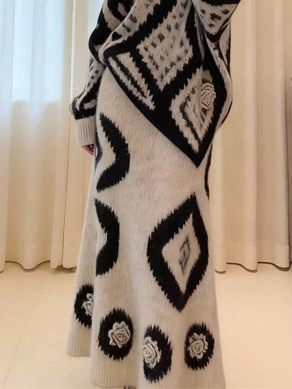 Vestiti: Damen Strickset Pullover Rock Muster schwarz weiss neu – Nuovo e nell'imballaggio originale da Wohlen AG venduto da Kun_g2rt 3