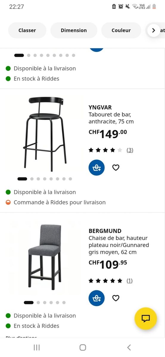 Ikea Sgabelli: 4 Tabourets de bar IKEA YNGVAR, noir anthracite – Usato da Estavannens venduto da son_rnf2 2