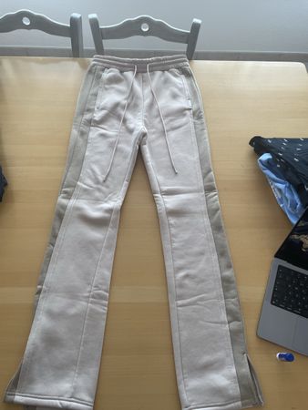 Pantalon jogging évasé beige bandes latérales