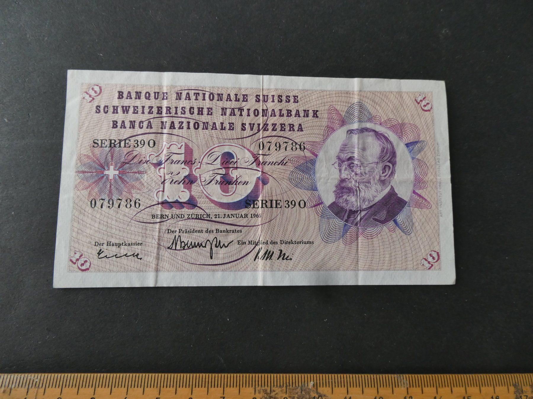 Banconote: Schweiz 1965, 10 Franken – Usato da Hinterforst venduto da Rohusri
