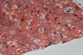Stoff Baumwolljersey Digitaldruck korallenrosa/Blumen