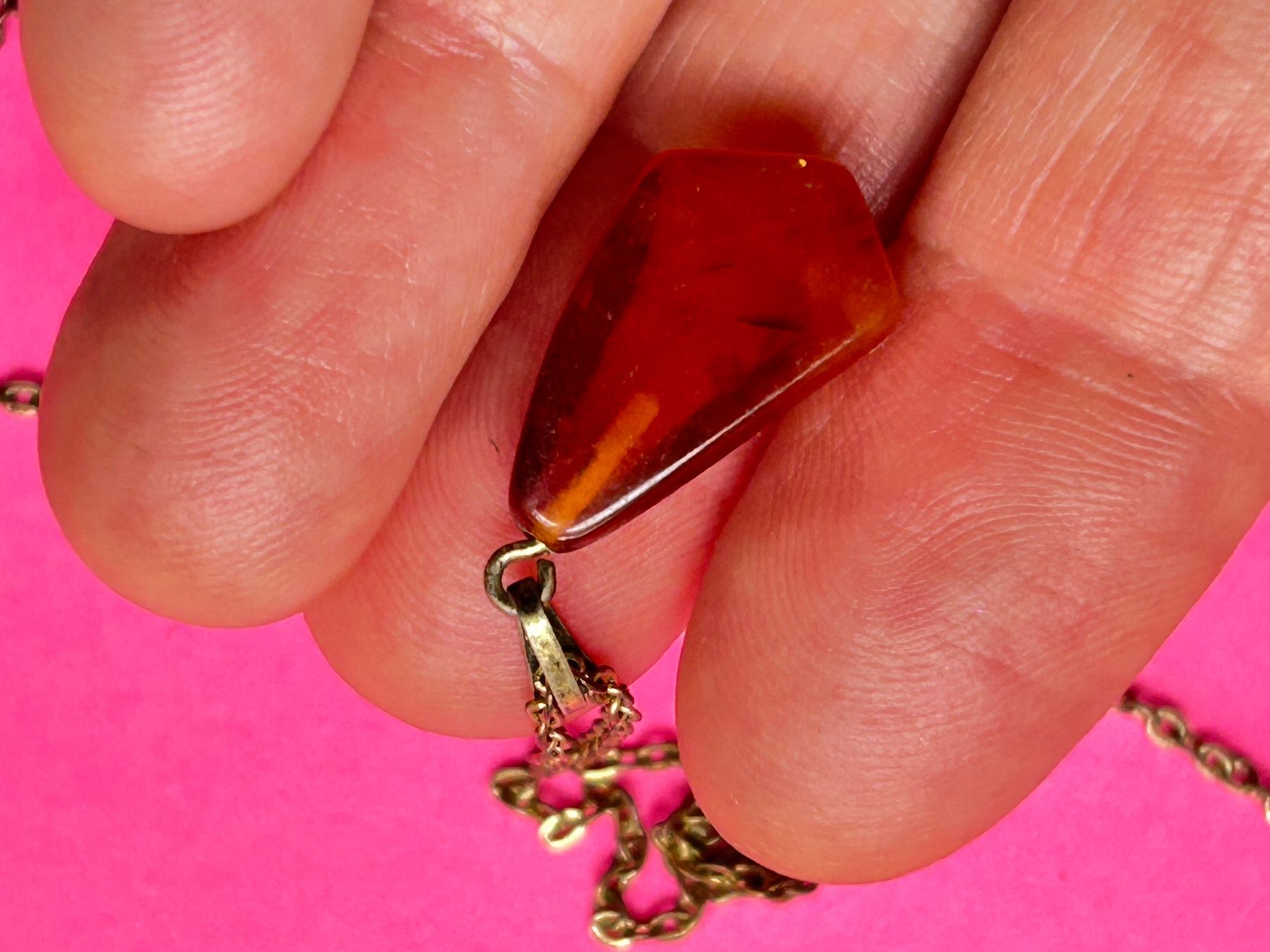 Catenine: Schicke Kette mit Bernstein, Vintage, Cognac Farbe – Usato da Basel venduto da bellespirit 7