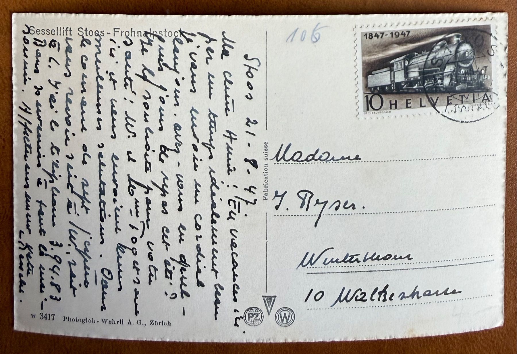 Cartoline postali: Stoos - Sessellift 1947 -Animée – Usato da Lutry venduto da Ediego 2