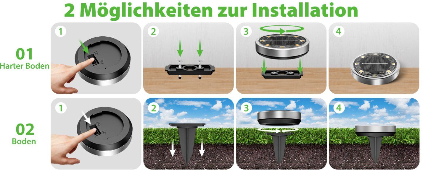 Lampade: 8-Stück Solar Bodenleuchten – Nuovo e nell'imballaggio originale da Châtelaine venduto da topshop.switzerland 5