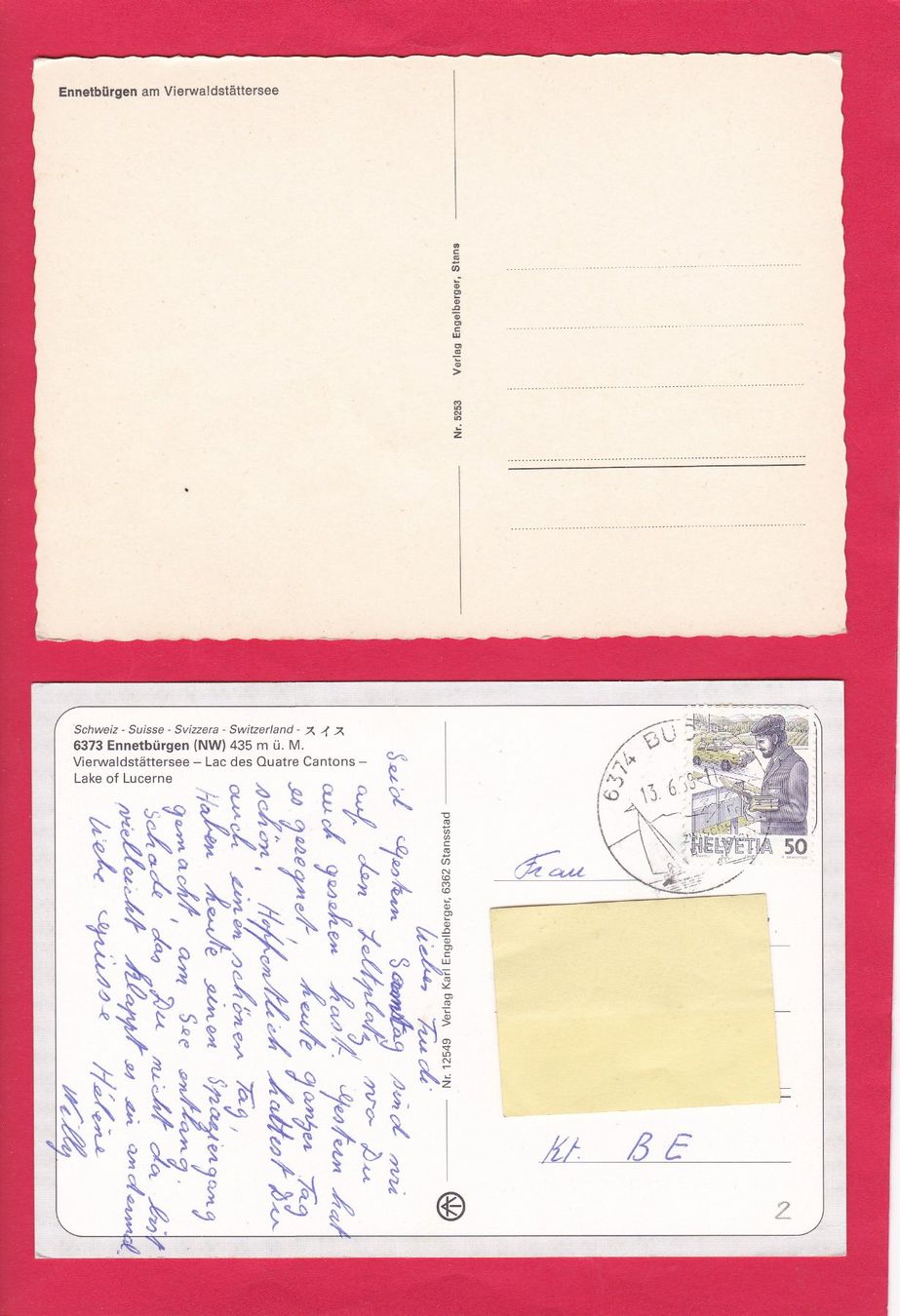 Cartoline postali: 2 Ansichtskarten Ennetbürgen – Usato da Oberhelfenschwil venduto da splugaverde 1