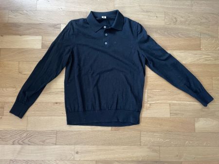 2× Arket Strickpolo Langarm Herren M — Wolle + Leinen