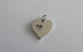 5 Stück Anhänger Herz Edelstahl, 13x16mm.