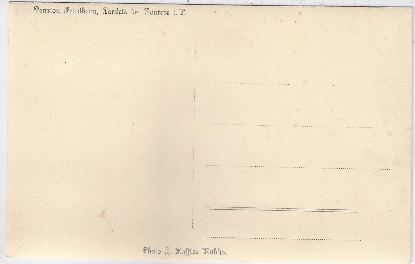 Cartoline postali: Pension Friedheim, Pardels bei Conters – Usato da Ettingen venduto da Kartenplanet 1