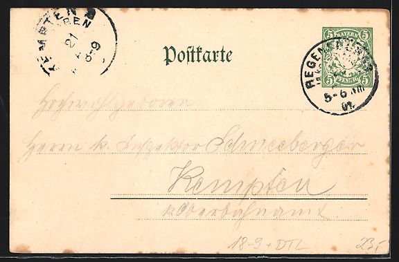 Cancelleria postale: Litho Regensburg, Generalversammlg. Bayr – Usato da Berlin venduto da bartko-reher 1