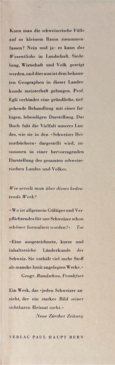 Libri: Egli Emil,, Die Schweiz - Eine Landeskunde – Usato da Sarnen venduto da Livres 1