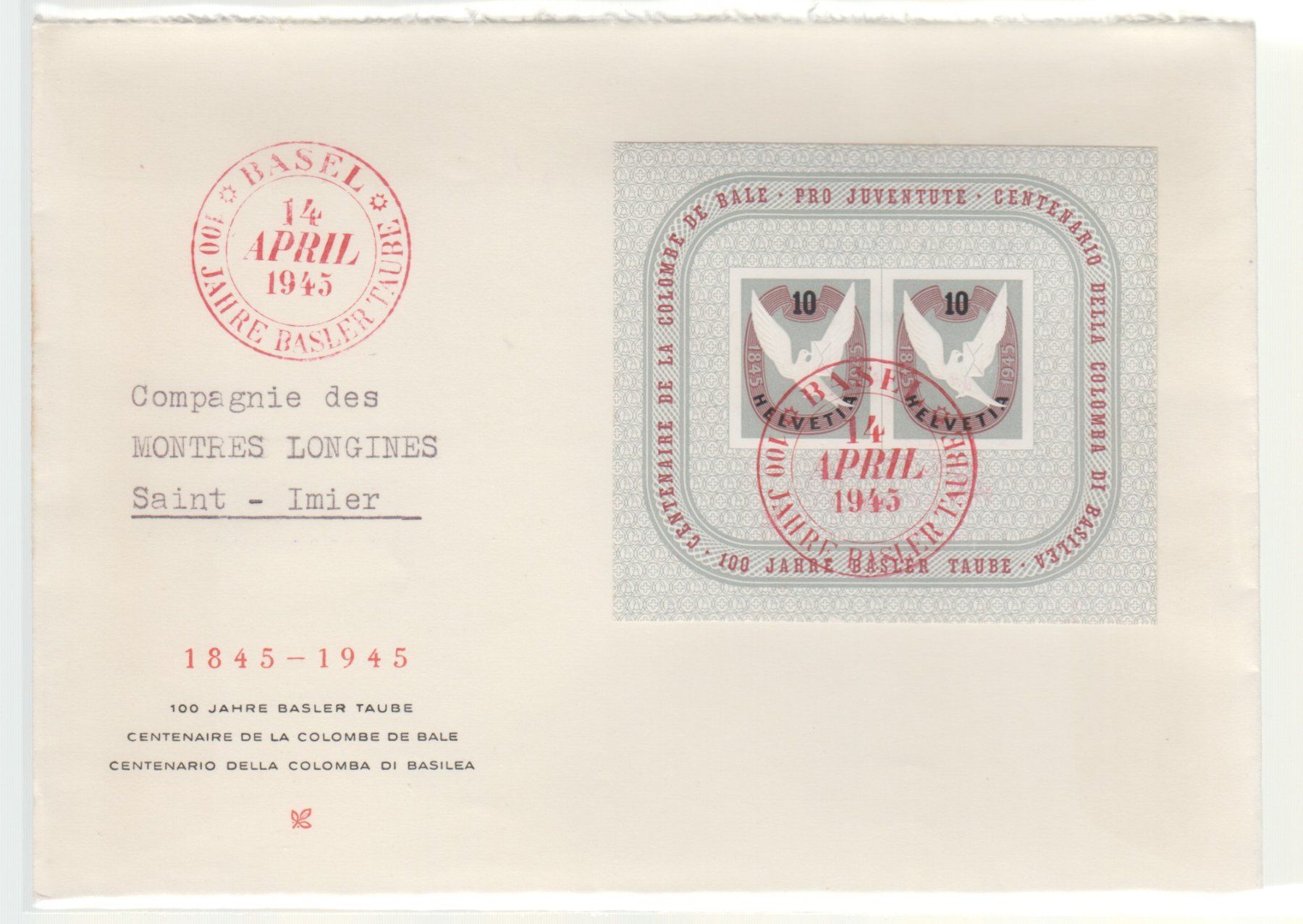 Tutti i francobolli: Bloc W23 sur lettre FDC 200.-- – Usato da Boécourt venduto da Denteles66