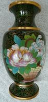 EINMALIGE DUNKEL GRÜNE SEHR GROSSE CLOISONNÉ-VASE,-33 x12 CM